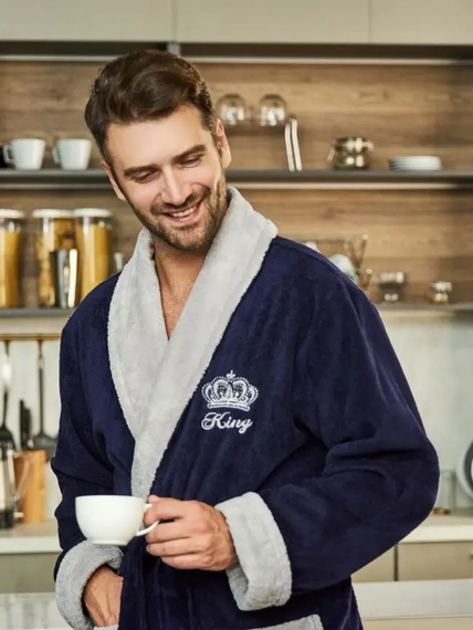 Халат мужской KING без капюшона Синий "Polens"