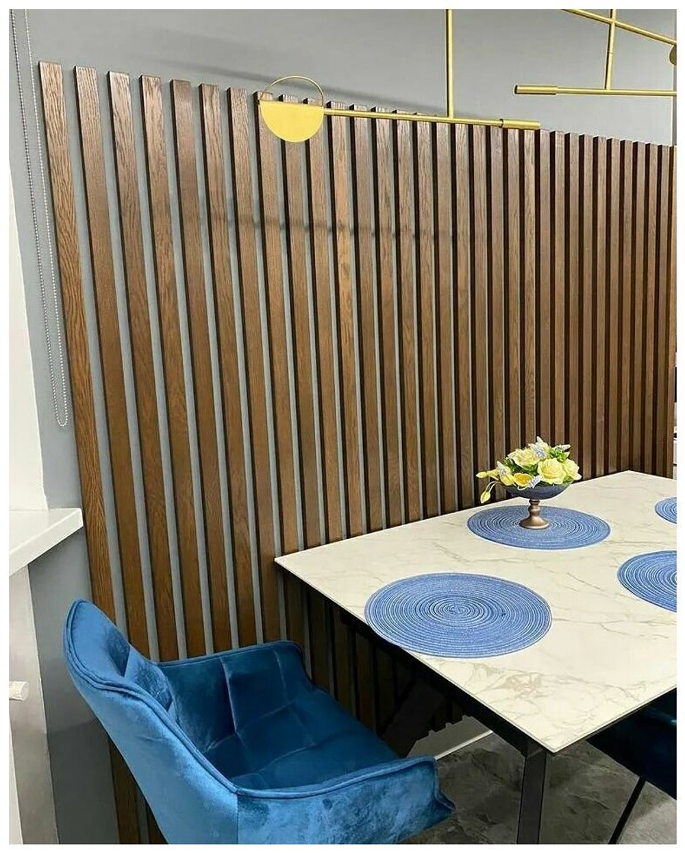 Декор из реек в кухне из Дуба 40х20мм