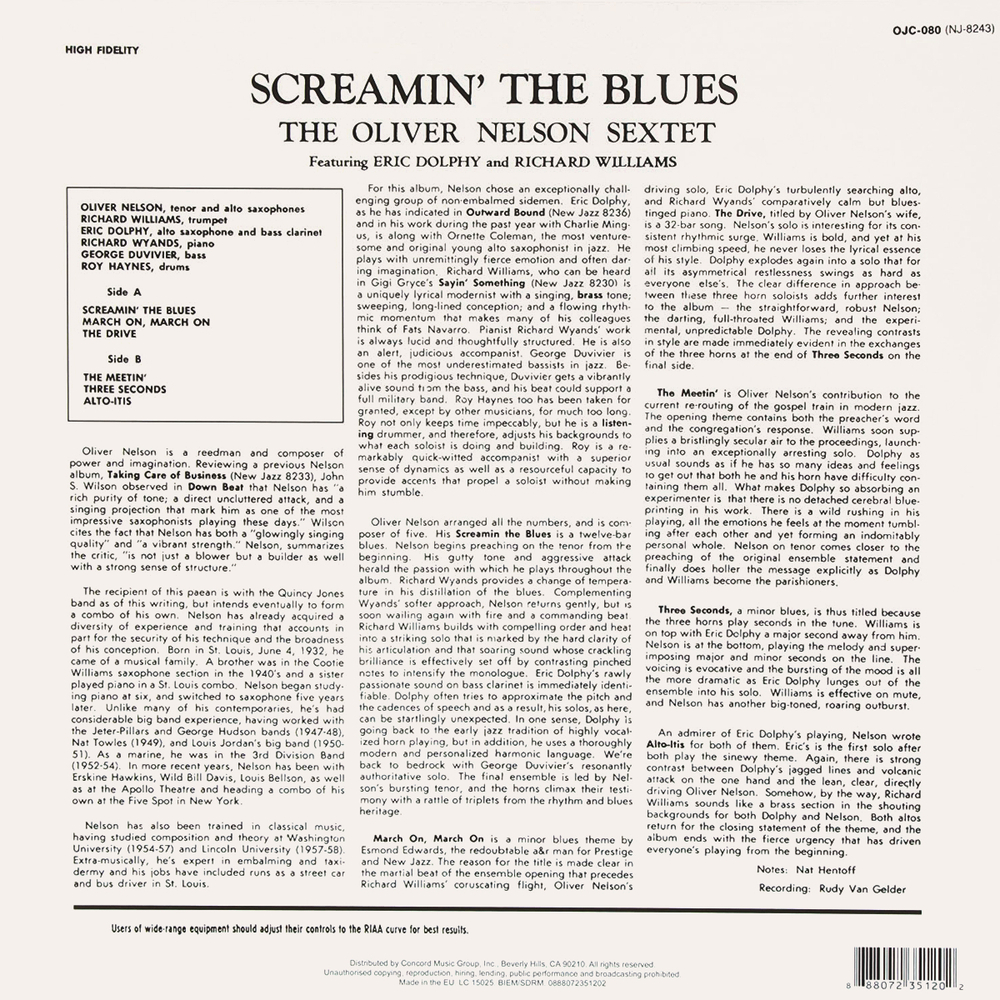 Oliver Nelson Sextet, Eric Dolphy / Screamin' The Blues (LP)