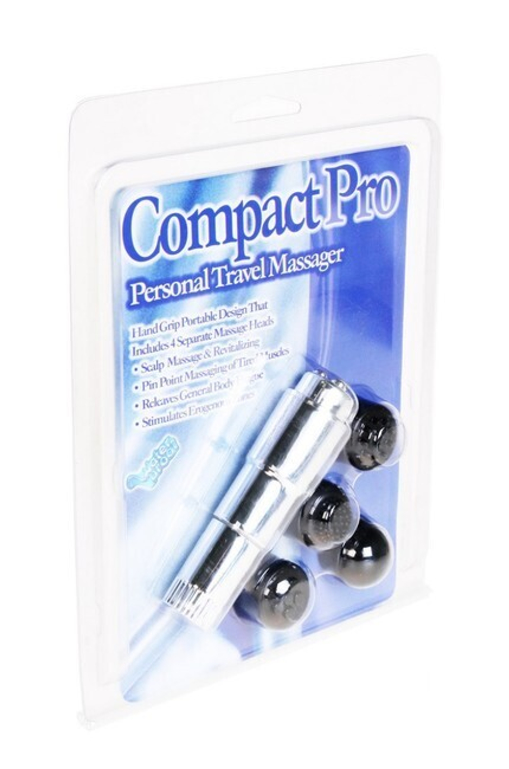 Вибромассажер с насадками Compact Pro (10 см, черный с серебряным) (Цвет: черный с серебряным)