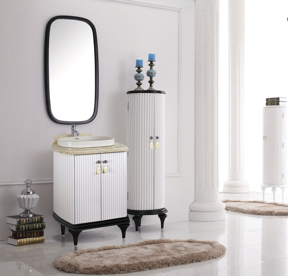 Тумба RIVOLI 80 арт.TS-RI908-C-W/BD Белый/Цоколь с ножками черный