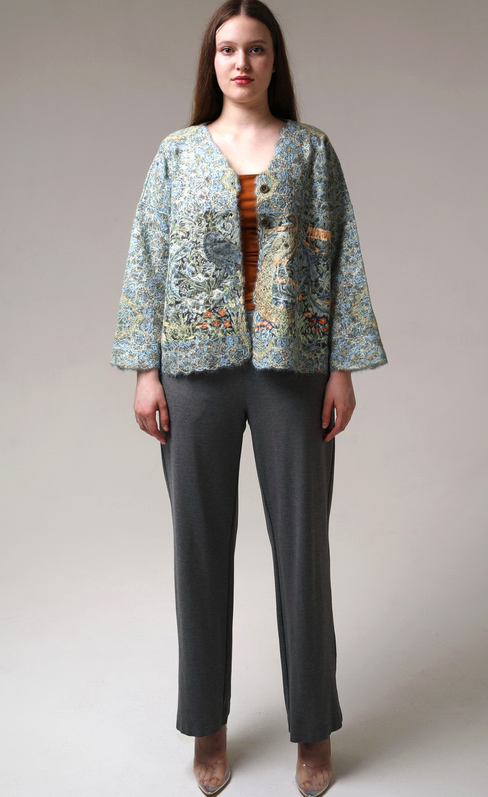 Шерстяной жакет "Вердюра", по мотивам шпалеры-вердюры «Лес» из мастерской Уильяма Морриса