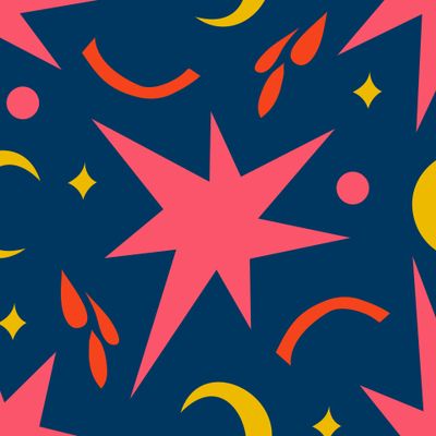 Осеннее конфетти с яркими розовыми звёздами. Autumnal confetti with bright pink stars