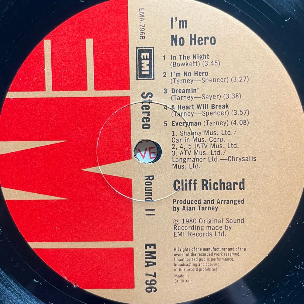 Cliff Richard ‎– I'm No Hero (Англия 1980г.)