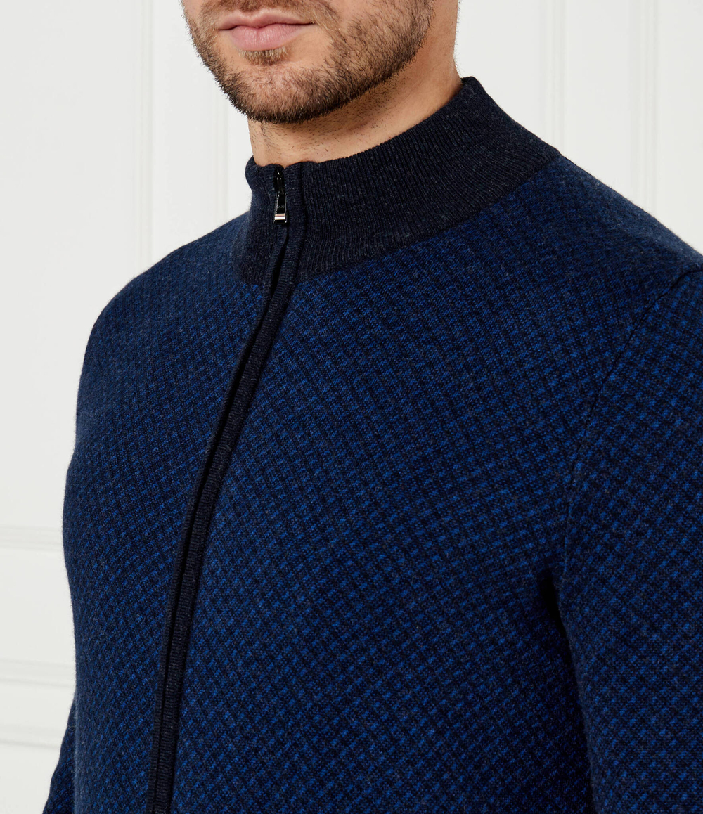 Шерстяной кардиган H-Eltorno BOSS BLACK - темно-синий(50528314)