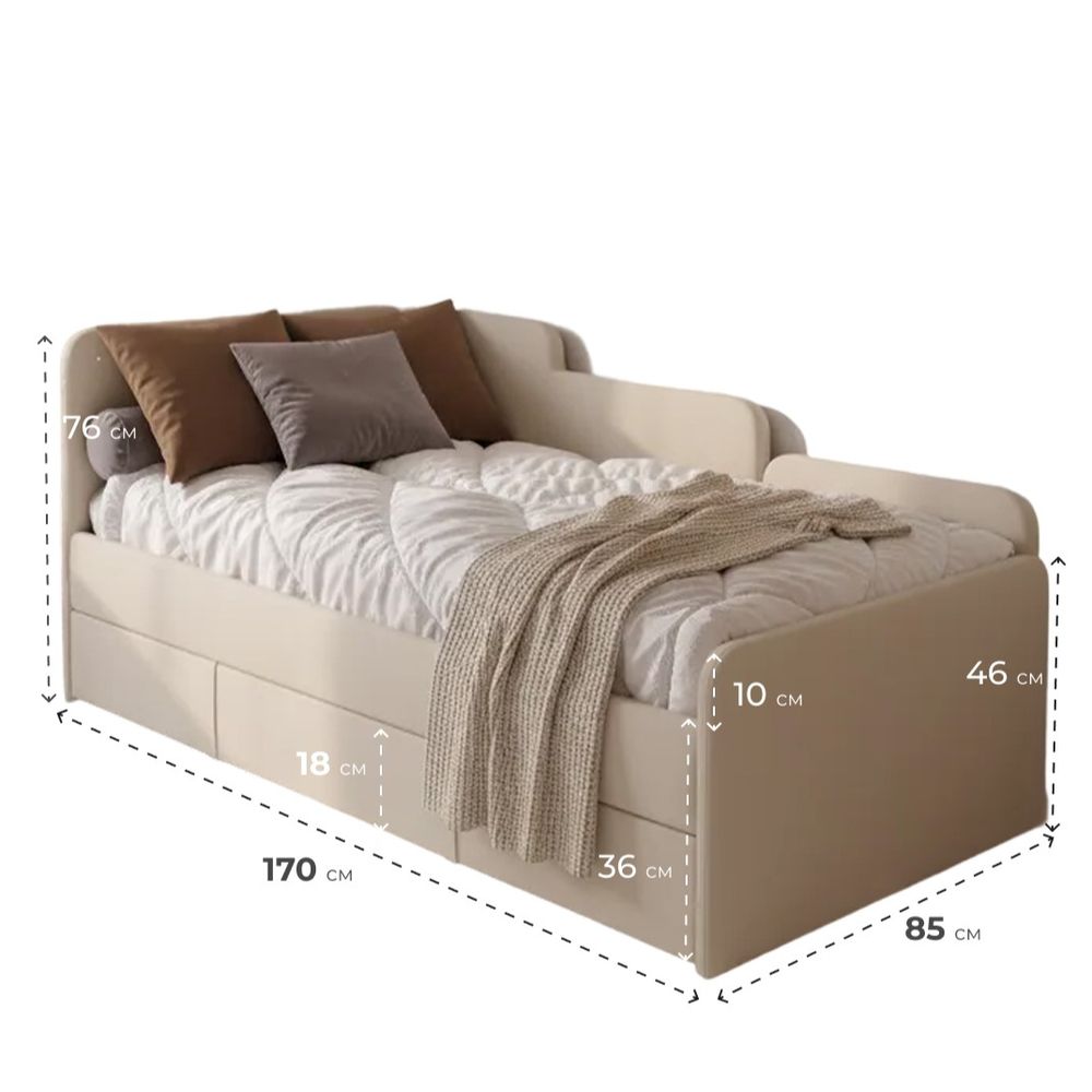 Кровать детская тахта 160х80 см с ящиком (лайт блю Беверли)