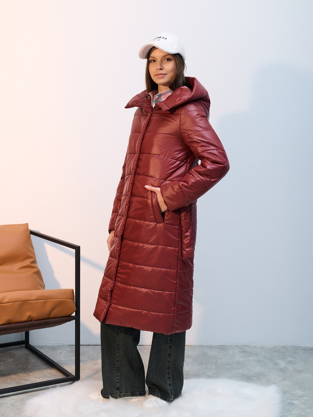 Пальто  демисезонное "Анель" бордо