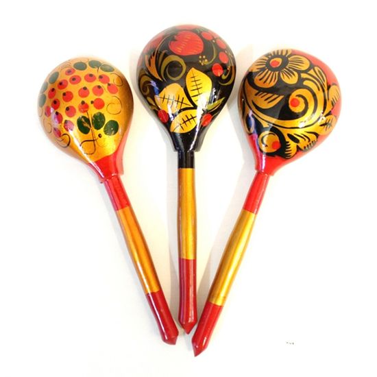 LHL6401 Деревянная ложка полубаская, роспись хохломская традиционная, Хохлома