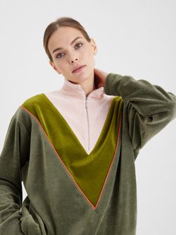 Толстовка на молнии мох/пудра