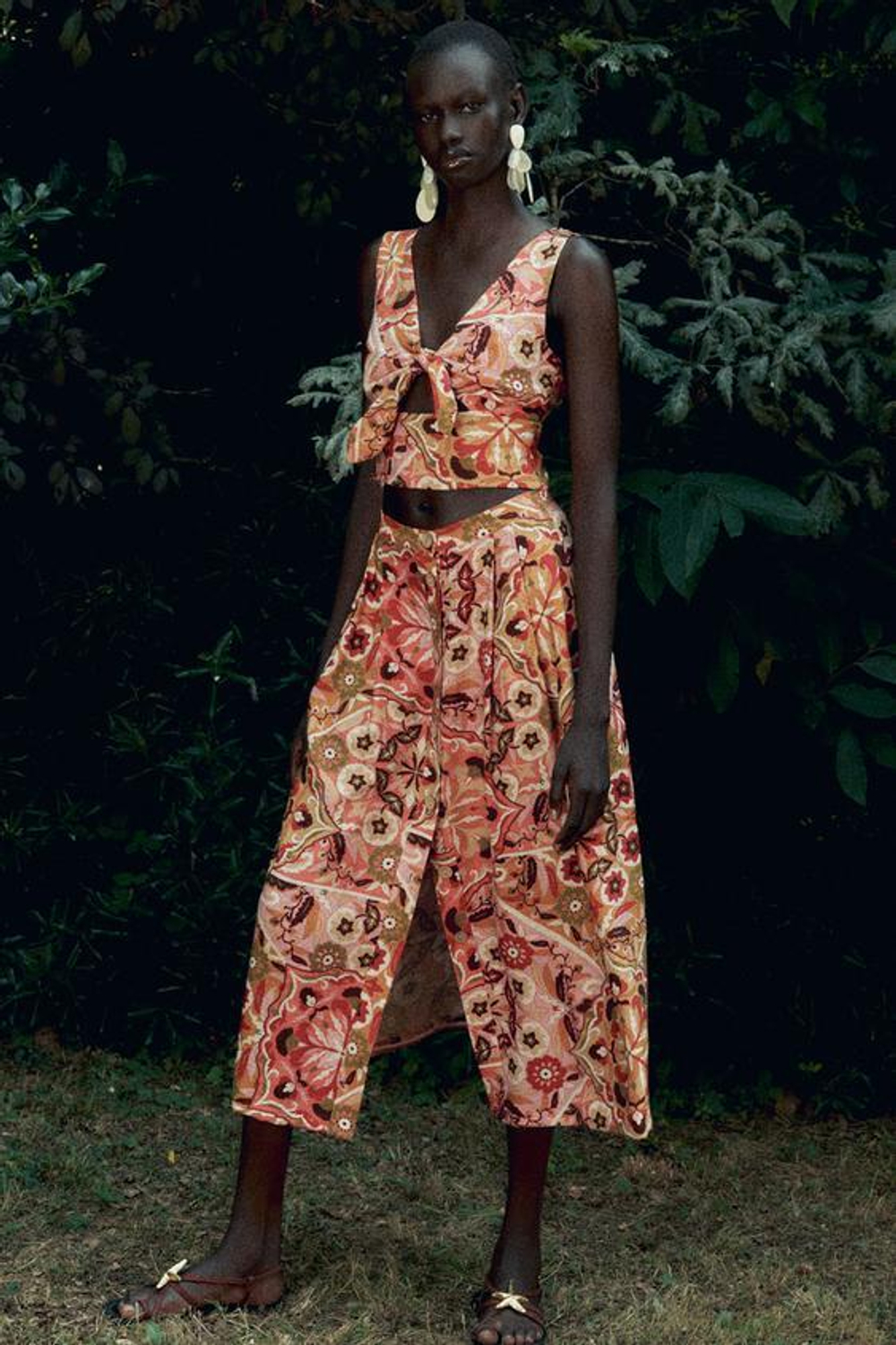 ZARA МИДИ-ЮБКА С РУСТИЧНЫМ ПРИНТОМ, РАЗНОЦВЕТНЫЙ