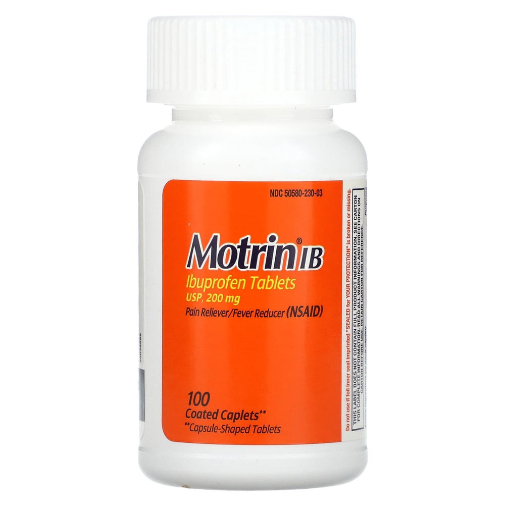 Motrin, Таблетки ибупрофена, 200 мг, 100 капсул, покрытых оболочкой