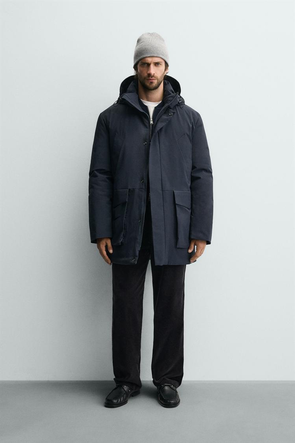 ZARA ПАРКА СТЕГАНАЯ ВОДООТТАЛКИВАЮЩАЯ, МОРСКОЙ СИНИЙ