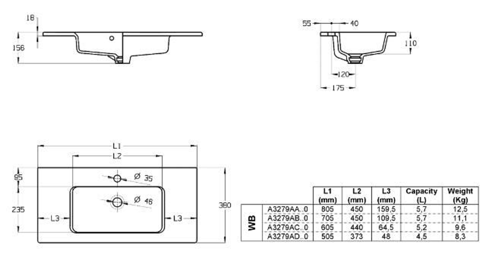 Раковина Roca The Gap 60x38 компакт 3279AC000
