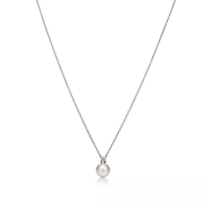 Подвеска из белого золота с жемчугом и бриллиантом 0.08 карат, Tiffany💠