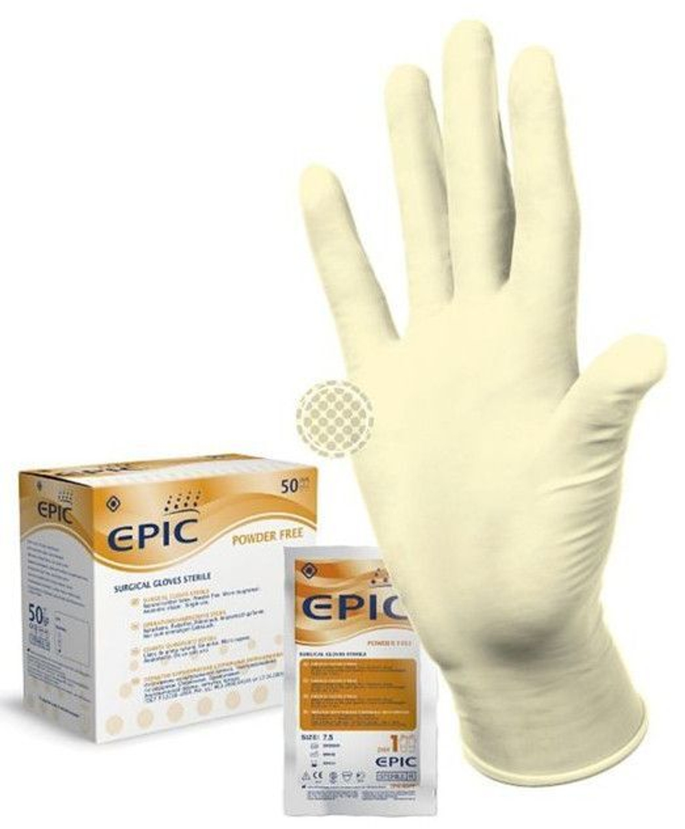 Перчатки медицинские хирургические стерильные латексные неопудренные EPIC SG PF, размер 8 (XL), 50 пар