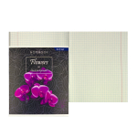 Тетрадь 36 л., А5, клетка, Alingar "Цветы ", скрепка, второй блок 60г/м2, мелованный картон (стандарт), 4 дизайна в пленке т/у