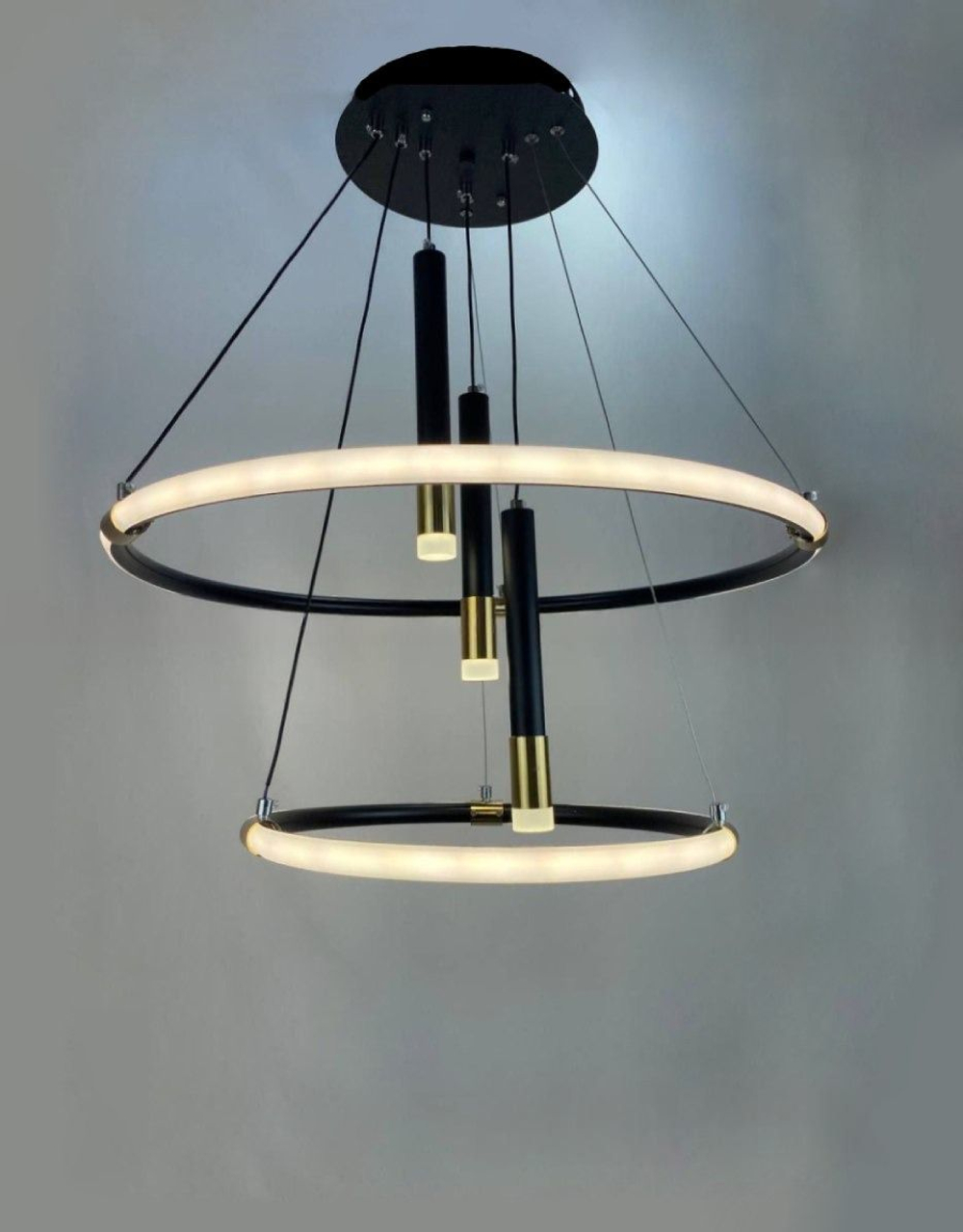 Светильник подвесной светодиодный Lanbos, LED 80 Вт, черный с золотом