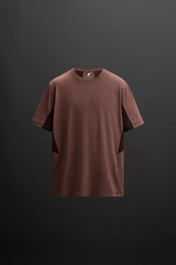 ZARA ФУТБОЛКА В СТИЛЕ КОЛОР-БЛОК, БУРГУНДИ