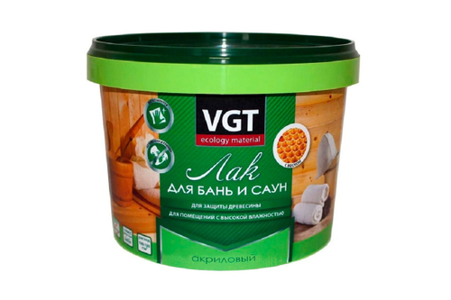 ЛАК АКРИЛОВЫЙ VGT Д/БАНЬ И САУН ПОЛУМАТОВЫЙ 2,2КГ