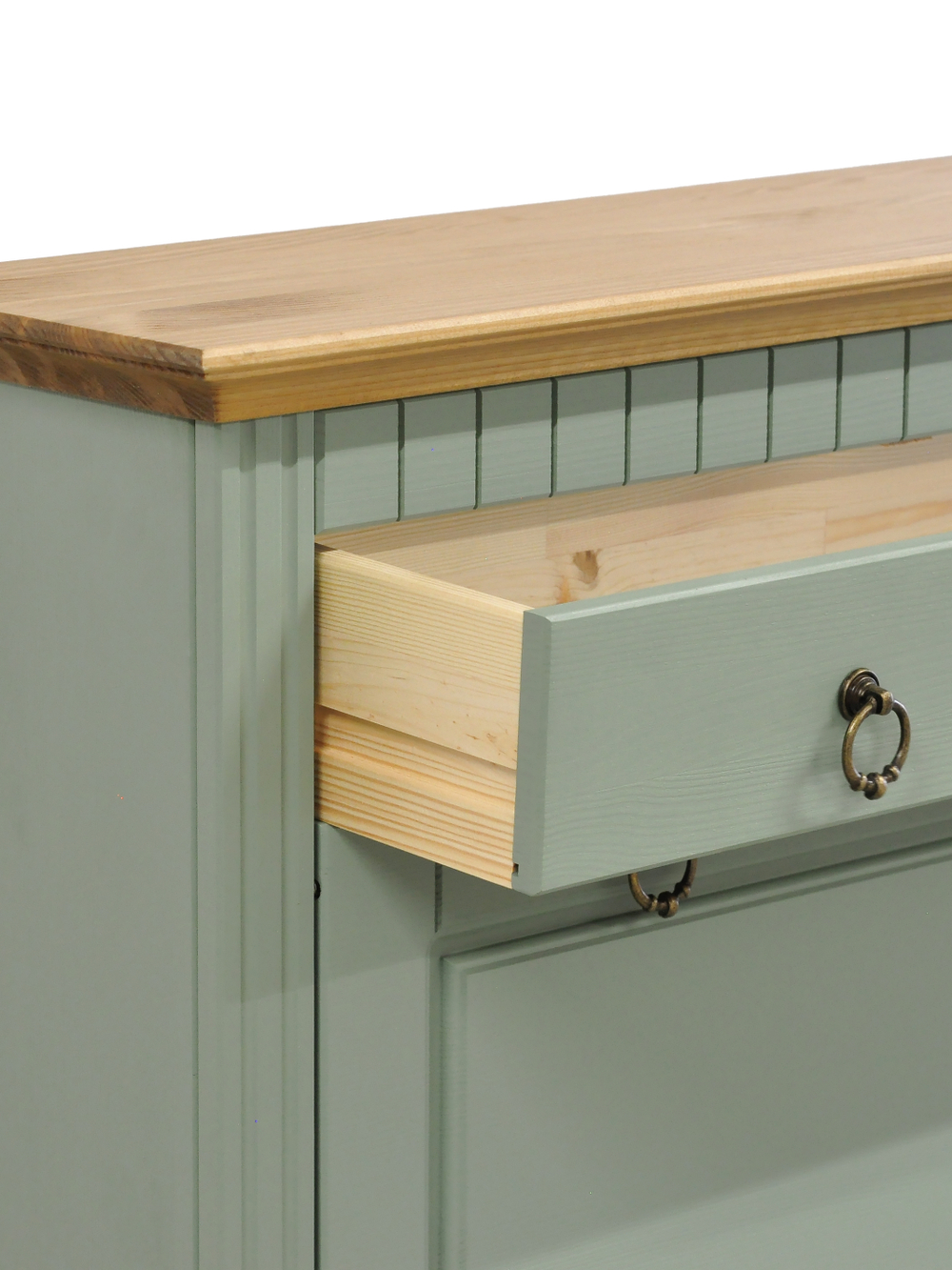 Обувница для прихожей, 87х21х169, Неаполь, закрытая, 4 двери 1 ящик, из массива дерева, зеленый эвкалипт, Dipriz