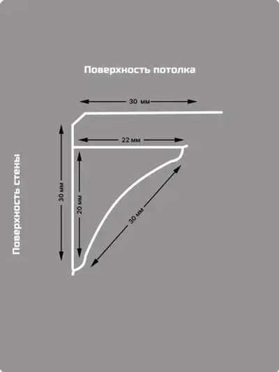 Плинтус потолочный для ПВХ панелей (1м - 2шт и 1,3м - 2шт) Белый (К-7)