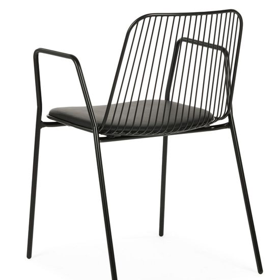 Стул Vivo Armchair металлический черный с подушкой из экокожи