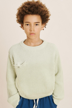 ZARA СВИТЕР С КРУГЛЫМ ВЫРЕЗОМ, ЛИНЯЛЫЙ ЗЕЛЕНЫЙ