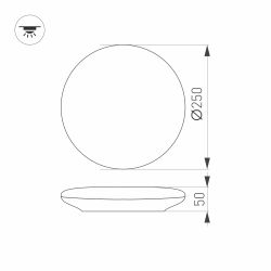 Светильник CL-FRISBEE-MOTION-R250-12W Day4000 (WH, 180 deg, 230V) (Arlight, IP54 Пластик, 3 года) 030094