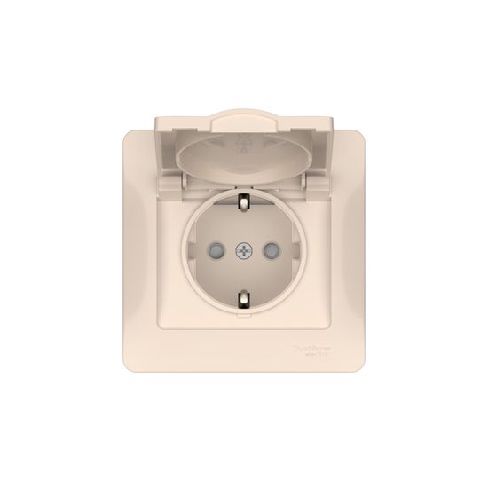 Розетка Glossa 16А IP20 с заземл. защ. шторки с крышкой быстрозажим. клем. в сборе беж. SE GSL000246S