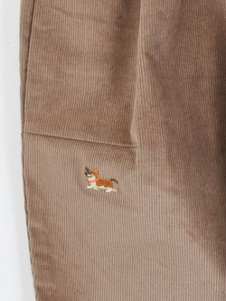 Широкие брюки капучино с вышивкой СОБАЧКИ