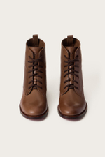 БОТИНКИ ИЗ КОРИЧНЕВОЙ ТЕЛЯЧЬЕЙ КОЖИ СО СКРЫТОЙ ТАНКЕТКОЙ