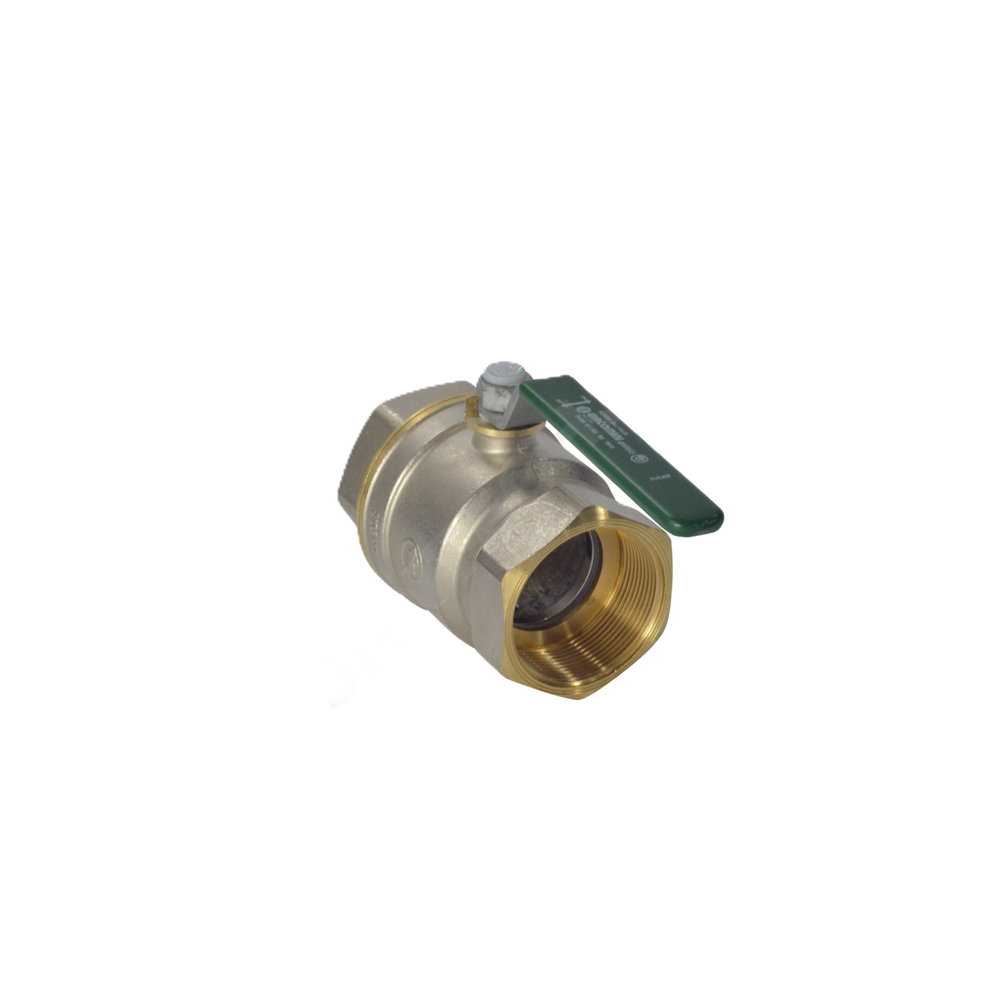 Кран шаровой латунь хром R250W Ду 50 Ру42 ВР рычаг зеленый Giacomini R250WX028