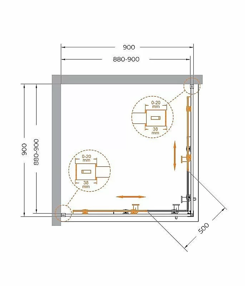 Душевой уголок Cezares Relax 90x90 RELAX-304-A-2-90-C-CR стекло прозрачное/профиль хром