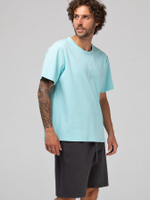 Мужской костюм для дома и отдыха: футболка и шорты (Размер: 4X) (Цвет: голубой)