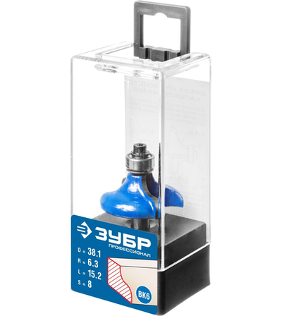 ЗУБР 38.1 x 15 мм, радиус 6.3 мм, фреза кромочная калевочная №8, Профессионал (28710-38.1)