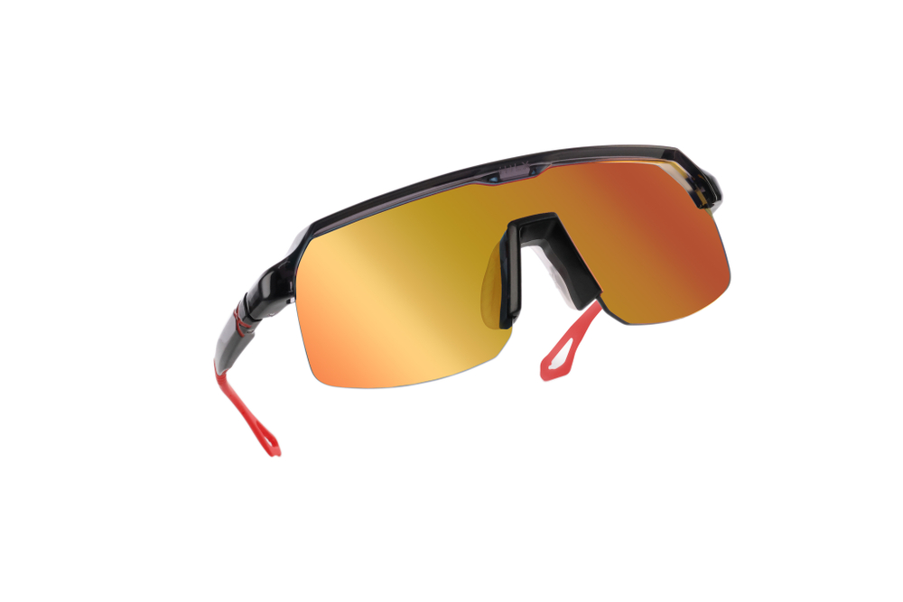 Спортивные очки с диоптриями HILX Inferno Shiny Crystal Dark Grey / Red Lens