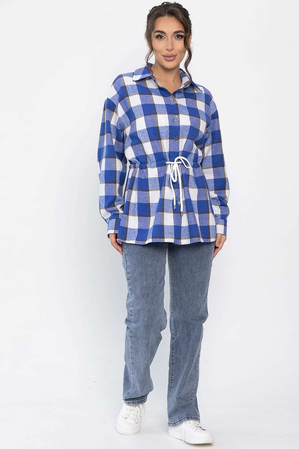 Рубашка хлопковая Джанет (электрик/белая) Б14271-4М LT Collection