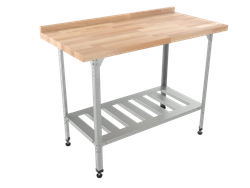 Стол кондитерский "Бизнес" СКБР, полка решетка, береза, 2000х700х860 мм, с бортом