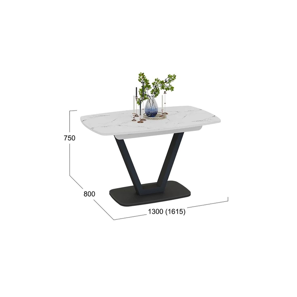 Стол кухонный обеденный раздвижной Чёрный Муар/Стекло Чёрный Мрамор, Салерно, 120х80х75 см