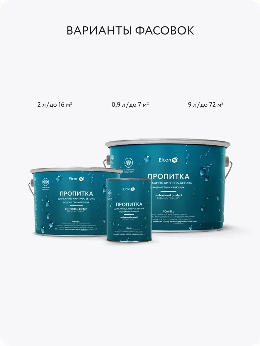 Гидрофобизатор, водоотталкивающая пропитка с эффектом мокрого камня Elcon Aqwell 2 л