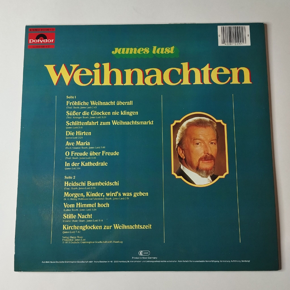 Винтажная виниловая пластинка LP Джеймс Ласт Weihnachten Mit James Last (Germany 1983) Die Hirten