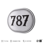 Номерок на дверь квартиры 787, для кабинета, офиса, шильдик 9 х 7 см, серебристый, Айдентика Технолоджи