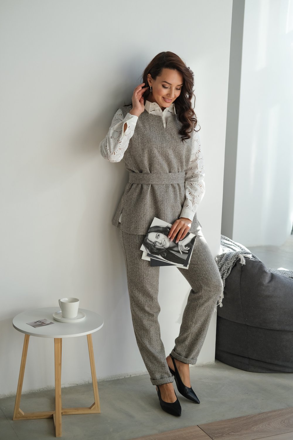 Брюки зауженные из шерсти