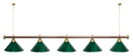 Лампа STARTBILLIARDS 5 пл. (плафоны зеленые,штанга золотая,фурнитура золото)