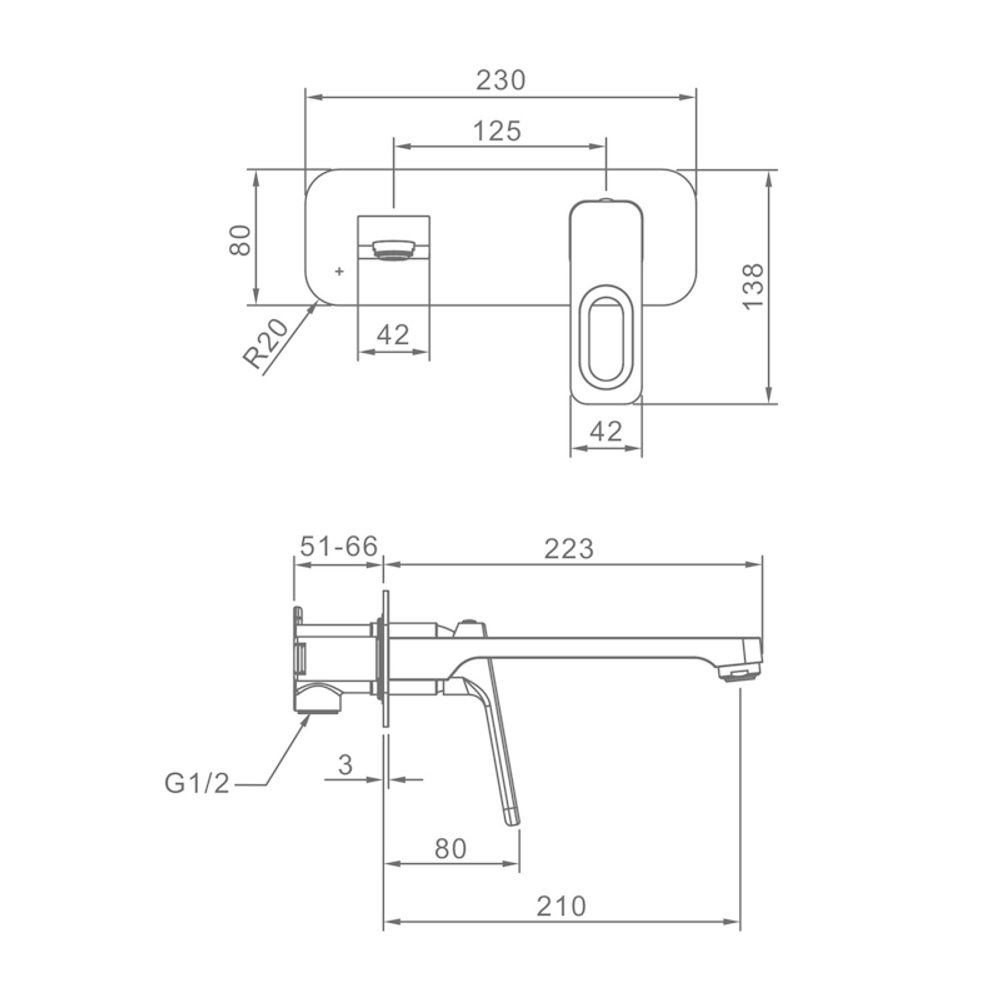 Смеситель для раковины встраиваемый Raglo R51.11.03, золотой сатин
