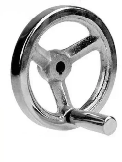 Маховик чугун 125х14х5мм (Dxdxb) с 3-мя спицами, с ручкой М8