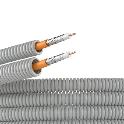 Электротруба ПВХ гибкая гофрированная д. 20 мм, цвет серый, с кабелемПаракс РК 75-4,8-319, 25 м