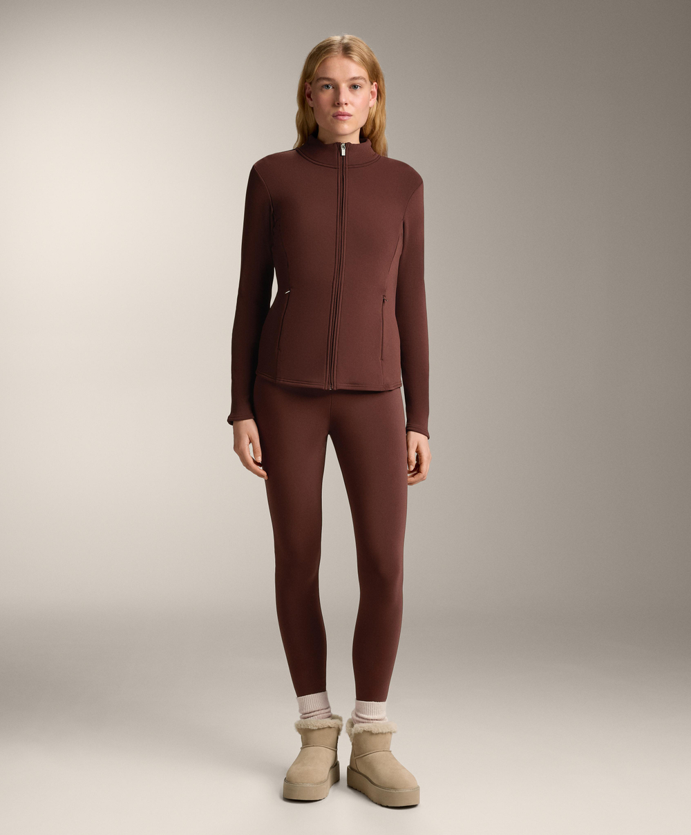 OYSHO Теплые легинсы с высокой посадкой и длиной до щиколотки, бордовый