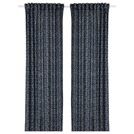 IKEA TRYSTÄVMAL  (ИКЕА ТРЙСТÄВМАЛ)  -  Штора, 2 шт, на ленте/темно-синий/белый, 145x300 см