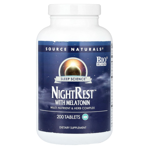 Source Naturals, Sleep Science®, NightRest™ с мелатонином, 200 таблеток